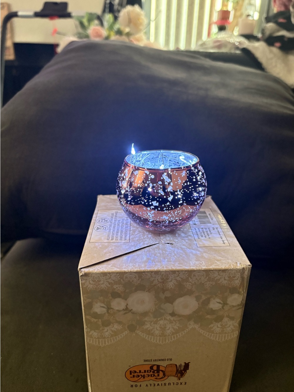 Rose Gold Speckle Glass Votive Candle Holder - Unbranded